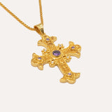 BEATRIZ GOLD CROSS NECKLACE