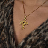 BEATRIZ GOLD CROSS NECKLACE